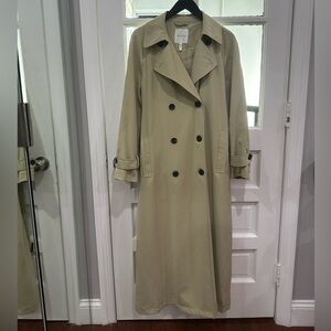 AVEC LES FILLES
Women's Double-Breasted Maxi Trench Coat (Khaki 
Tan Green)